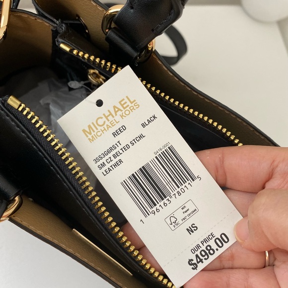 Michael Kors Reed SM Pebbled Leather Belted Satchel - Picture 7 of 11